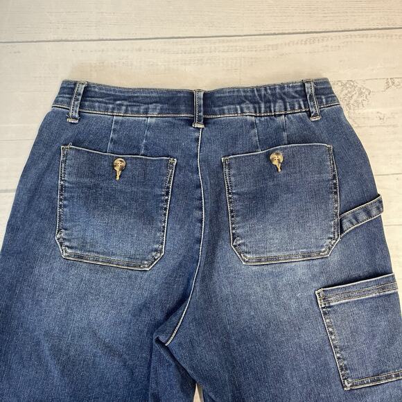 Democracy Jeans Pants sz 10 Pet Denim "Ab"solution Stretch Cargo Buttons Pockets - Picture 11 of 14